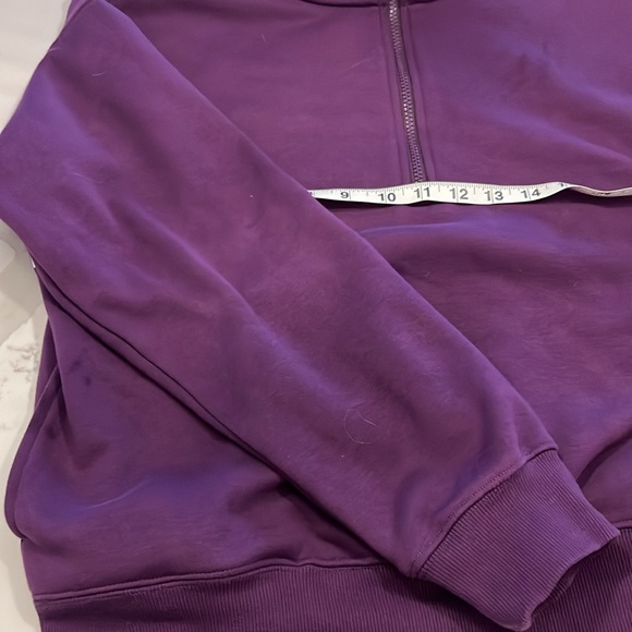 Fabletics purple 3/4 zip sweatshirt. Worn once. Size large. - Picture 3 of 6